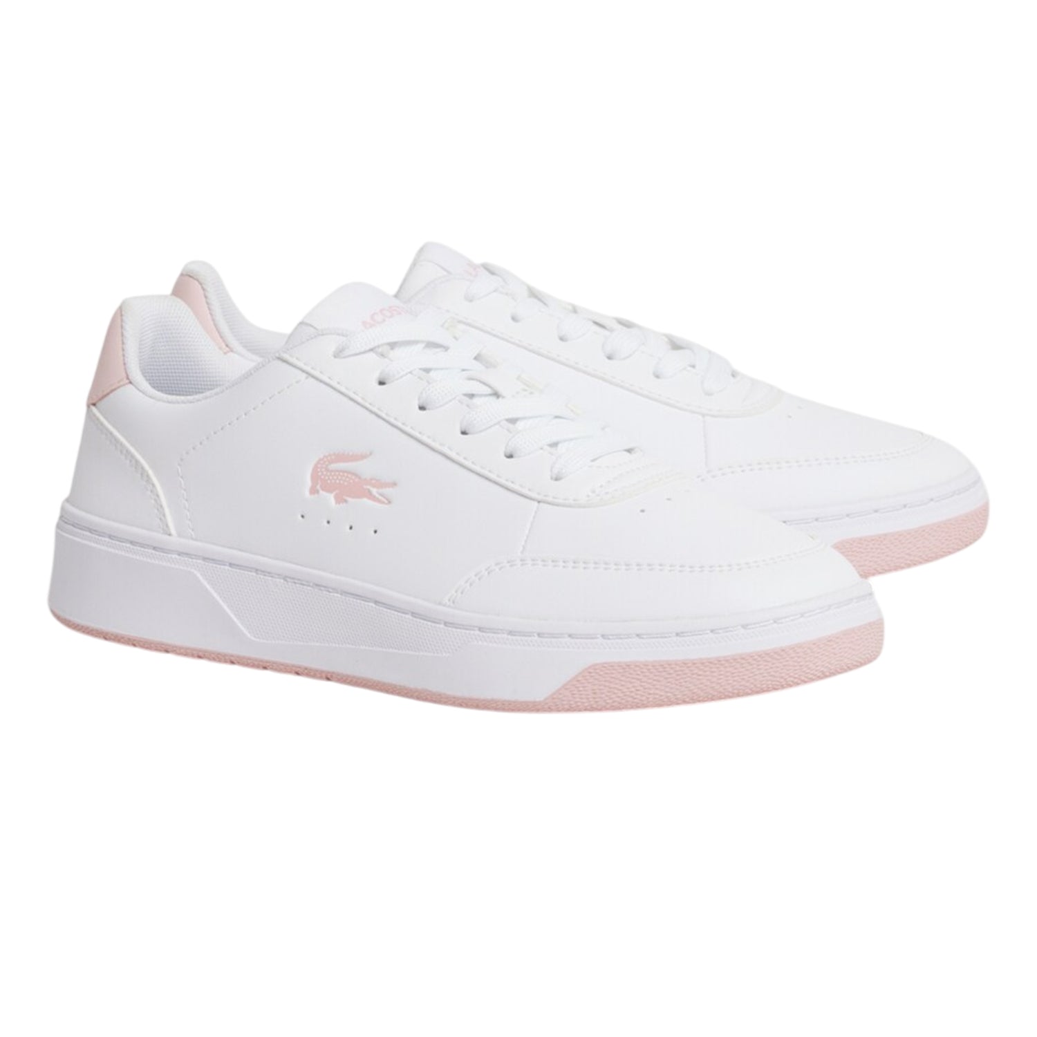 White-Pink - Pack Shot - Lacoste Womens-Ladies Court Pro Trainers