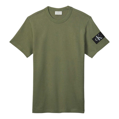 Deep Lichen Green - Front - Calvin Klein Mens Waffle Boxy T-Shirt