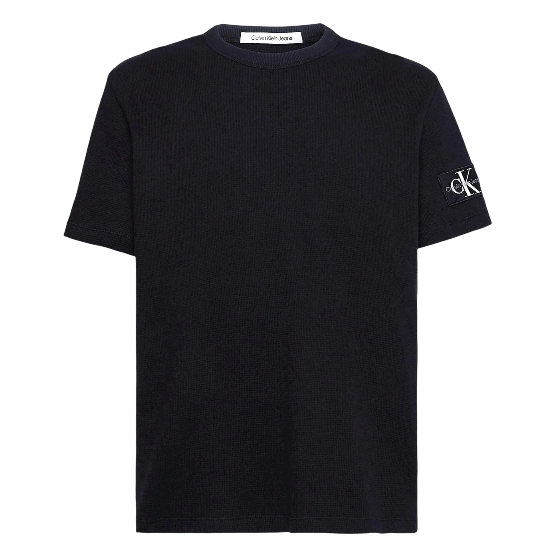 Black - Front - Calvin Klein Mens Waffle Boxy T-Shirt
