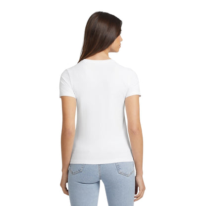 Pure White - Back - Guess Womens-Ladies GJ American Graphic Print Cropped Fitted T-Shirt