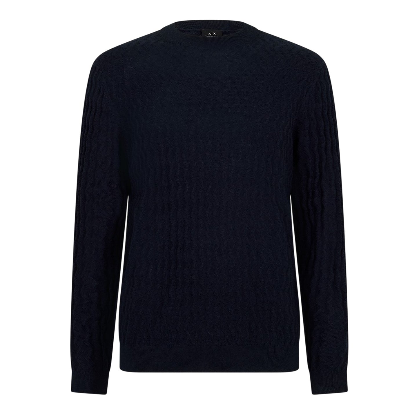 Navy - Front - Armani Exchange Mens Textured Knit Pullover
