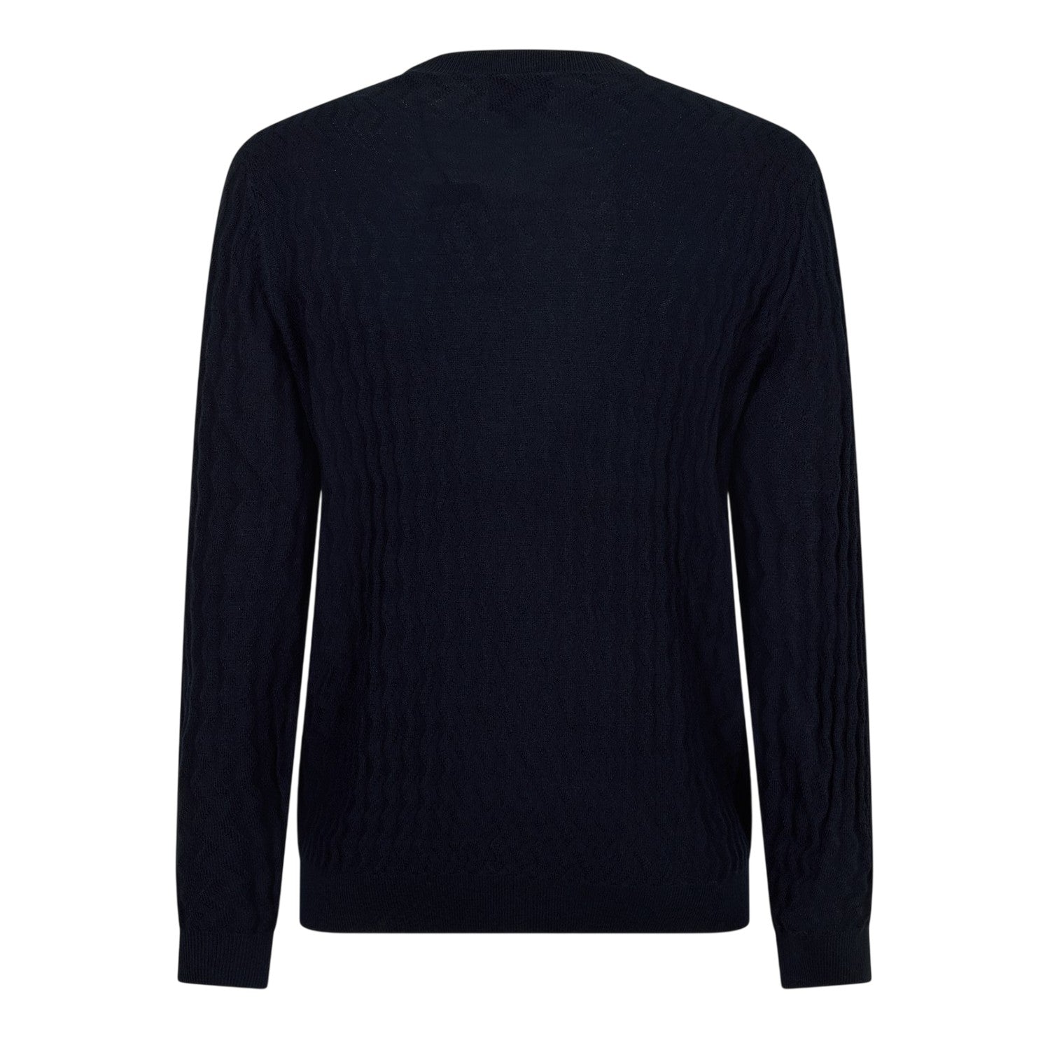 Navy - Back - Armani Exchange Mens Textured Knit Pullover