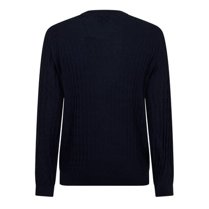 Navy - Back - Armani Exchange Mens Textured Knit Pullover