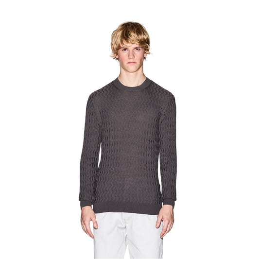 Gull Grey - Front - Armani Exchange Mens Textured Knit Pullover
