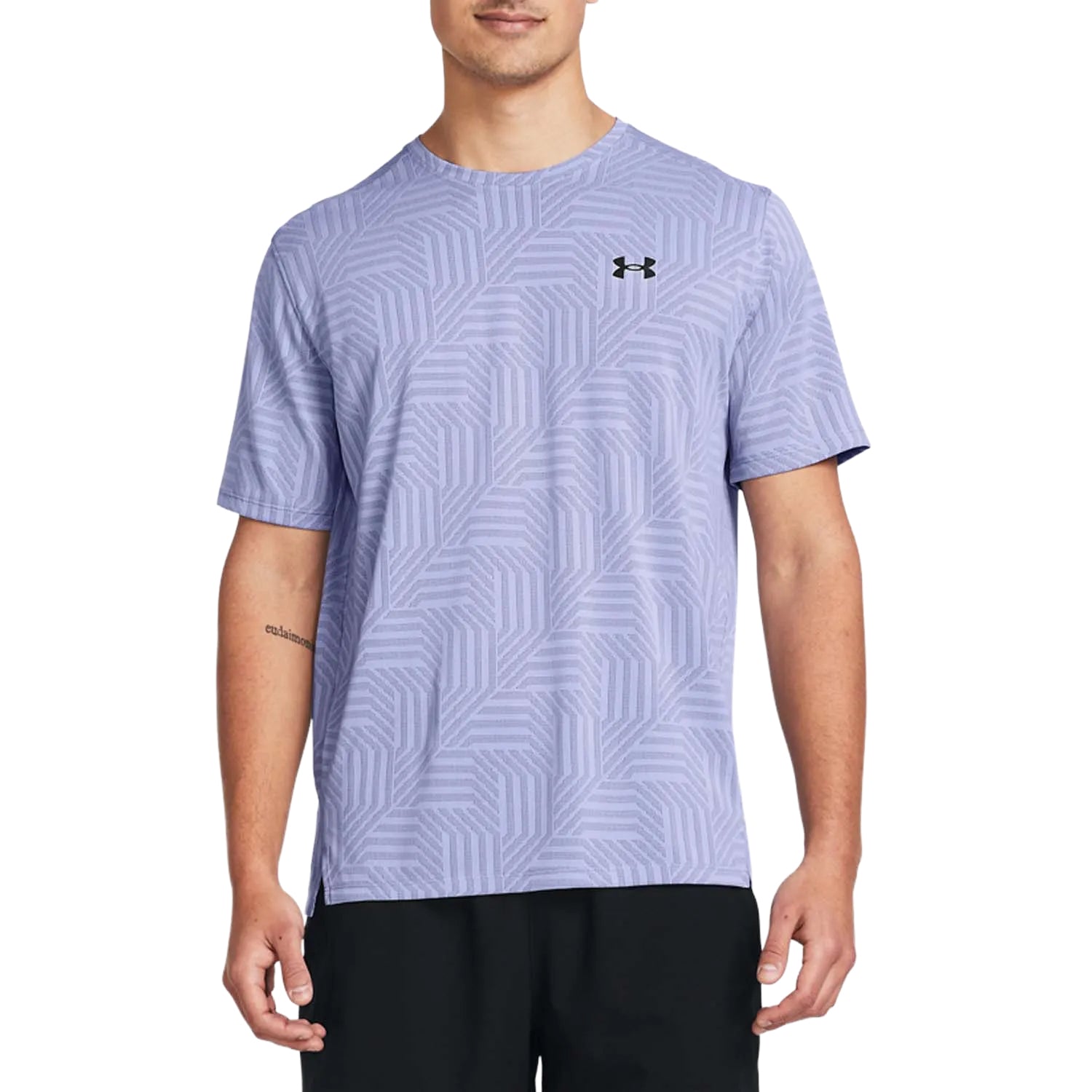 Purple - Side - Under Armour Mens Geotessa Short-Sleeved T-Shirt