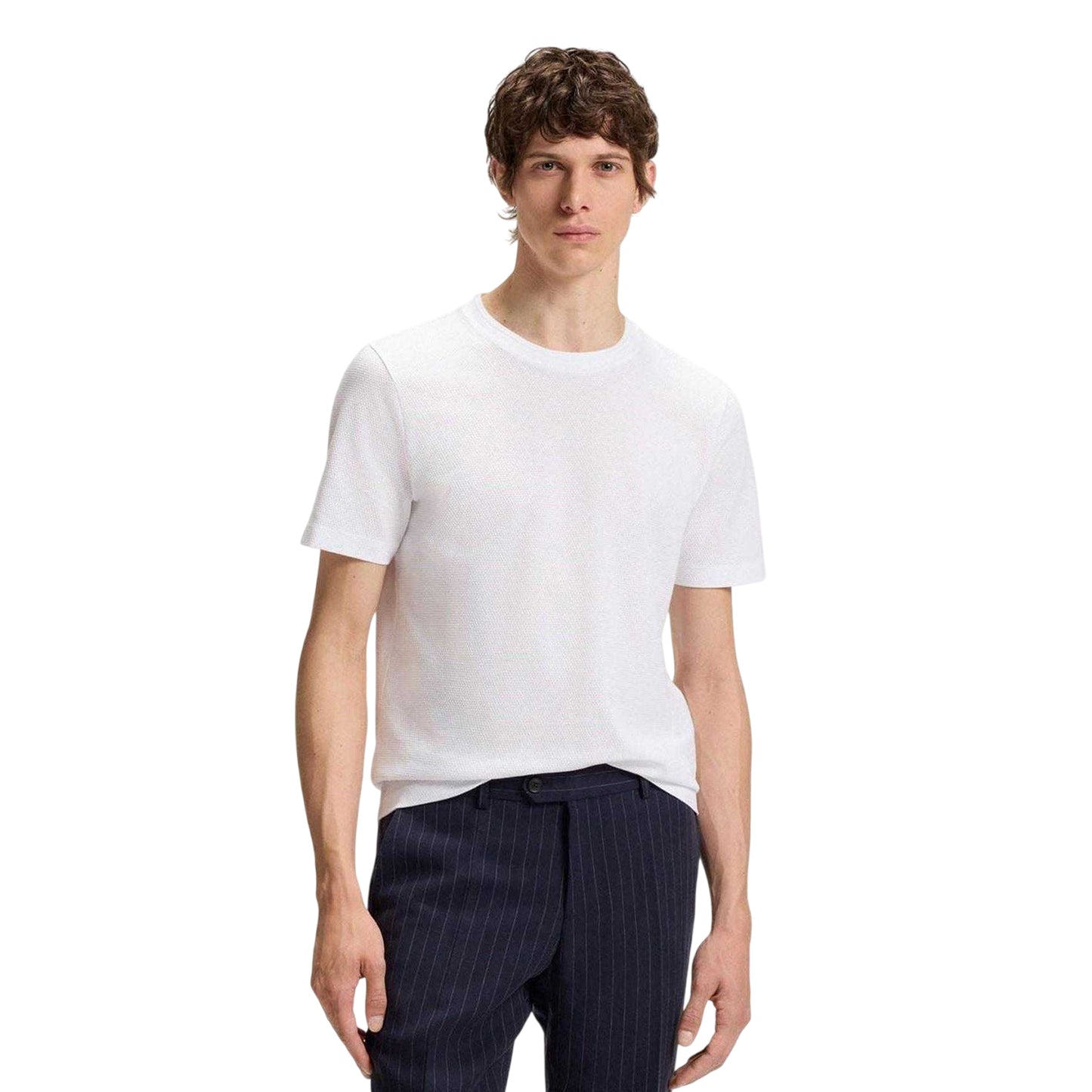 White - Side - Boss Mens Bubble Regular T-Shirt