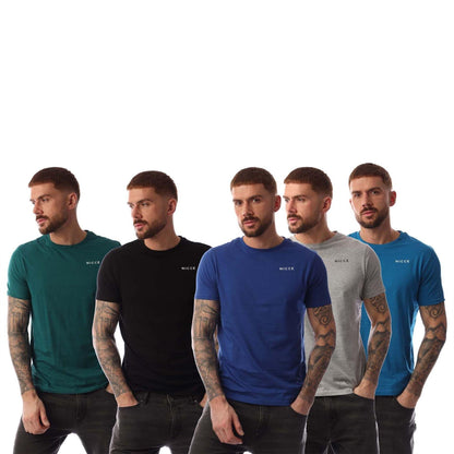 Multicoloured - Front - Nicce Mens Mexbo Plain Crew Neck Slim T-Shirt (Pack of 5)