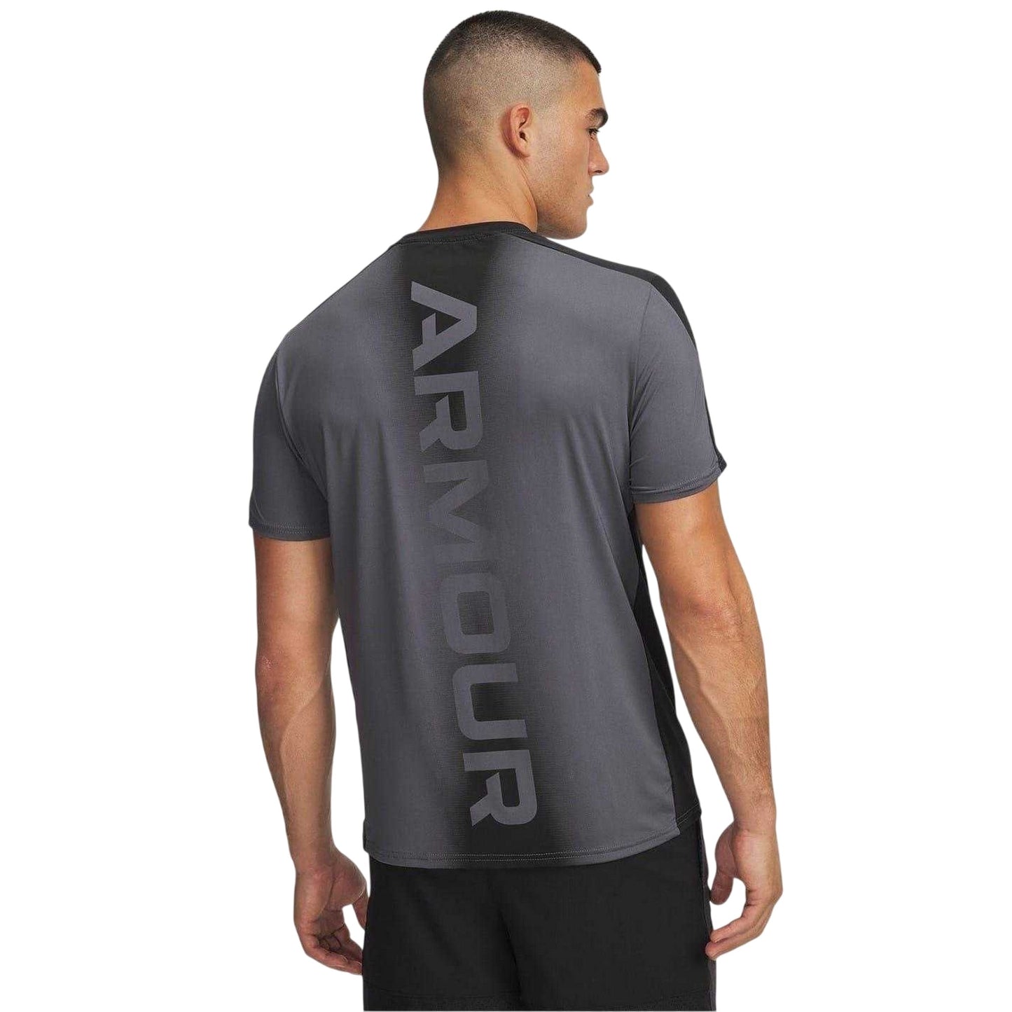 White Castlerock - Back - Under Armour Mens HG Wordmark Two Tone Slim T-Shirt