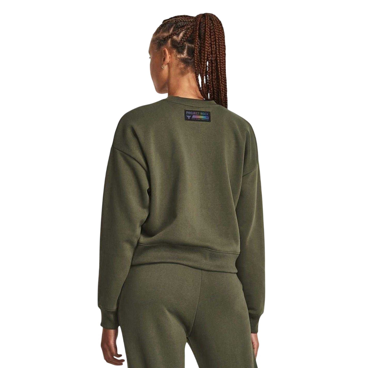 Green - Back - Under Armour Womens-Ladies Project Rock Back Print Sweatshirt