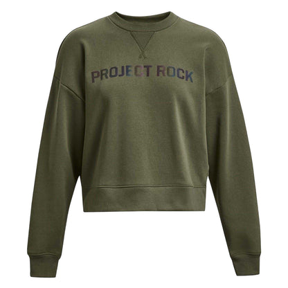 Green - Front - Under Armour Womens-Ladies Project Rock Back Print Sweatshirt