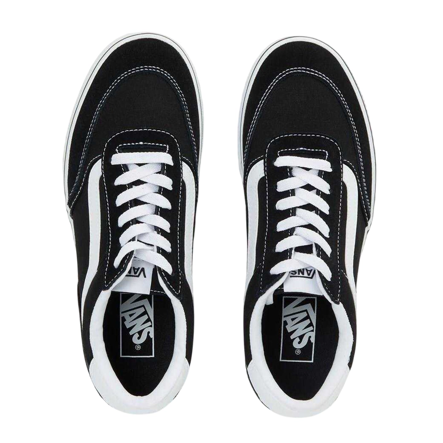 Black-White - Side - Vans Womens-Ladies Brooklyn Platform Trainers