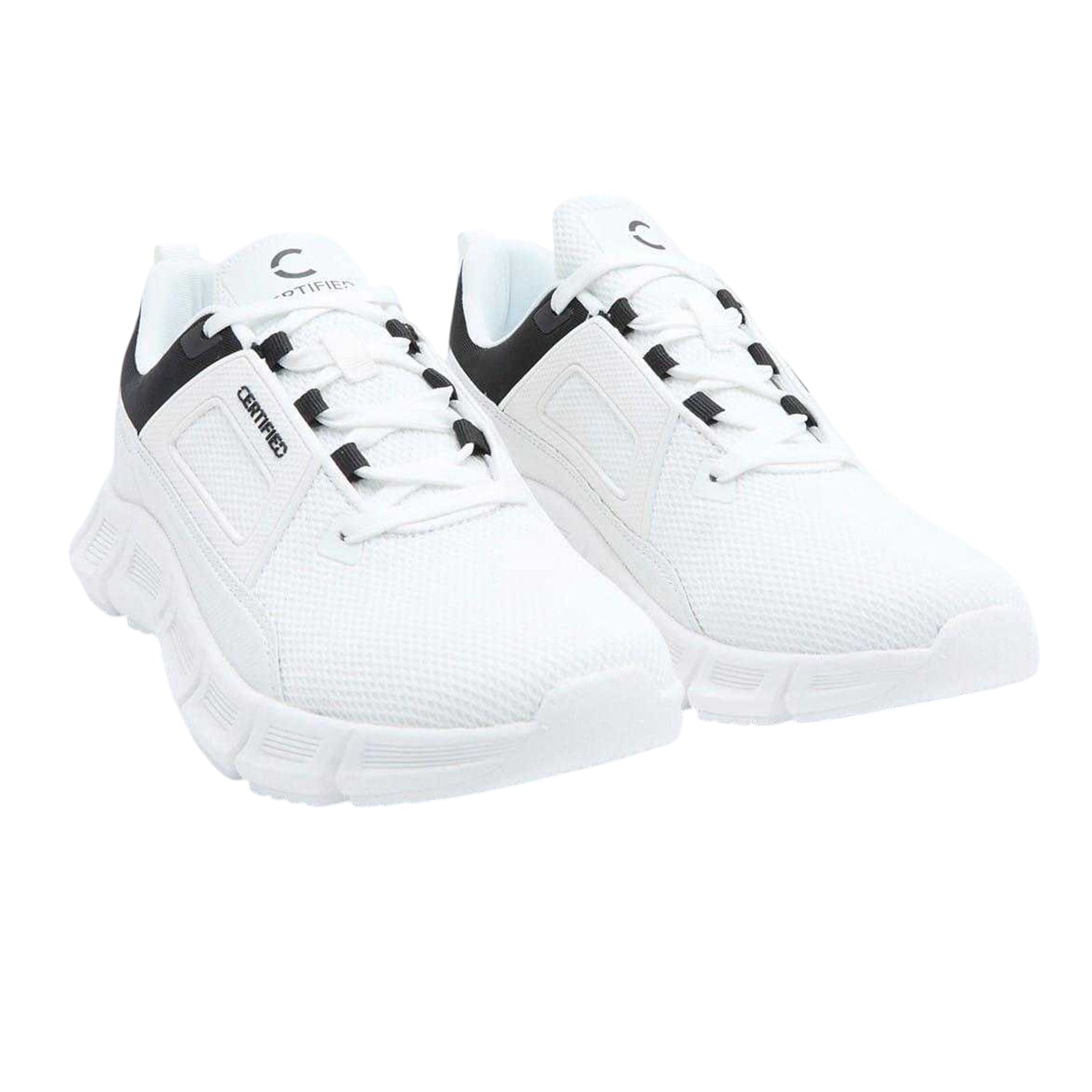 White-Black - Side - CTI Mens 927 Mesh Trainers