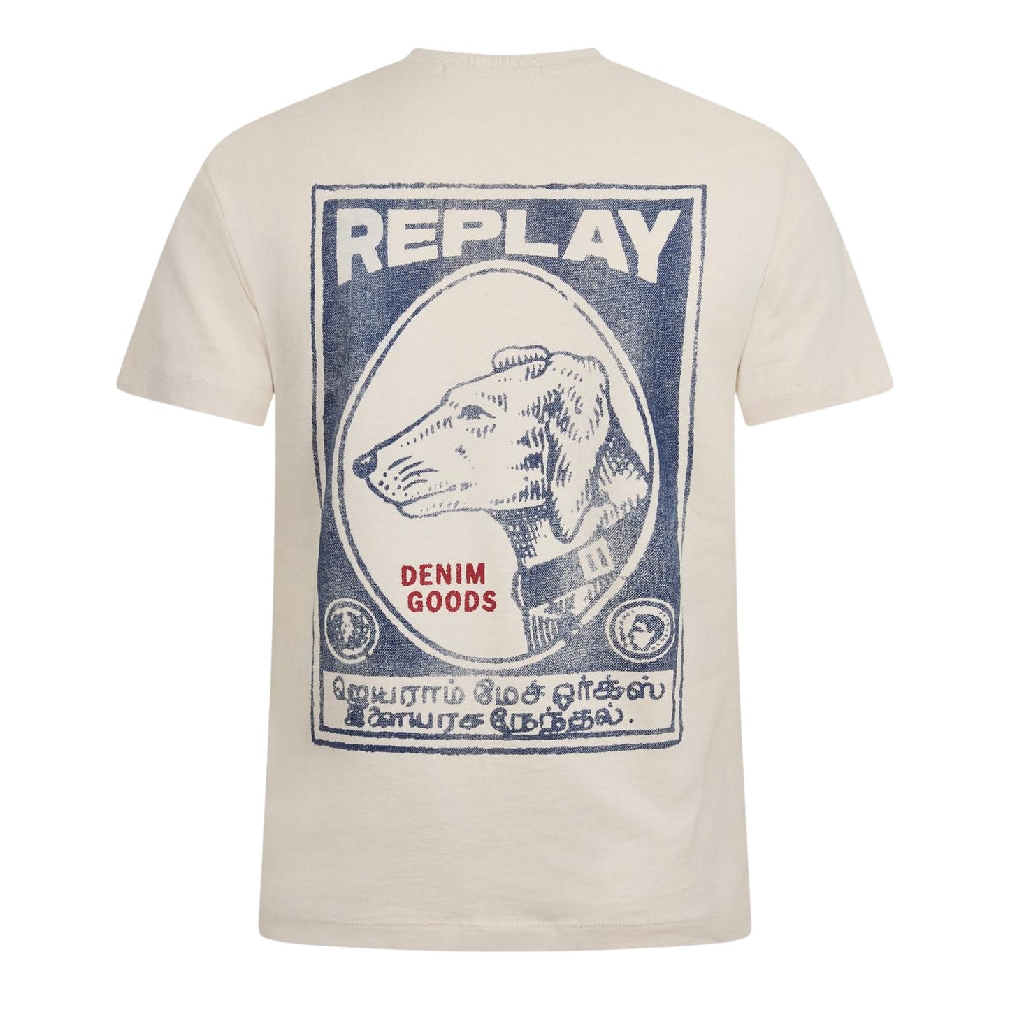 White - Back - Replay Mens Dog Slim T-Shirt