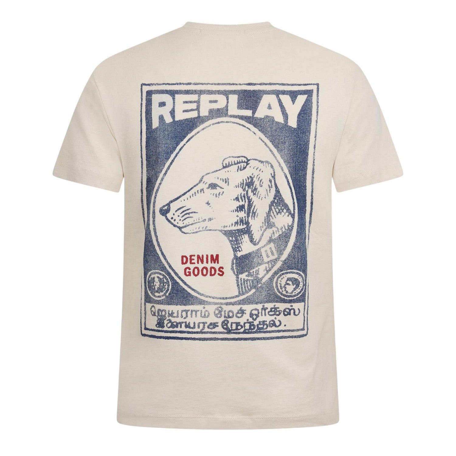 White - Back - Replay Mens Dog Slim T-Shirt