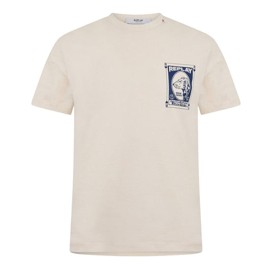 White - Front - Replay Mens Dog Slim T-Shirt