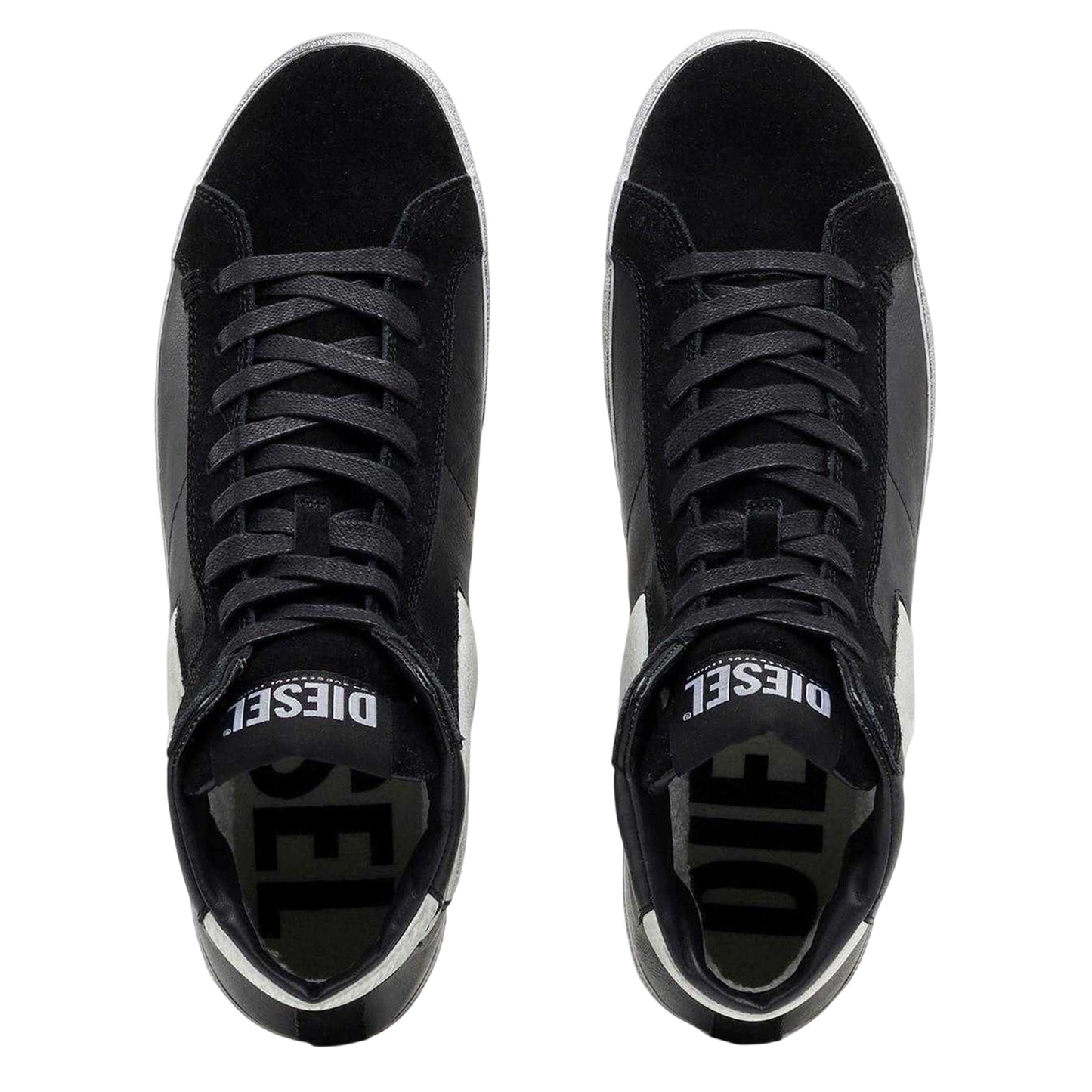 Black - Side - Diesel Mens Leroji Leather High Tops