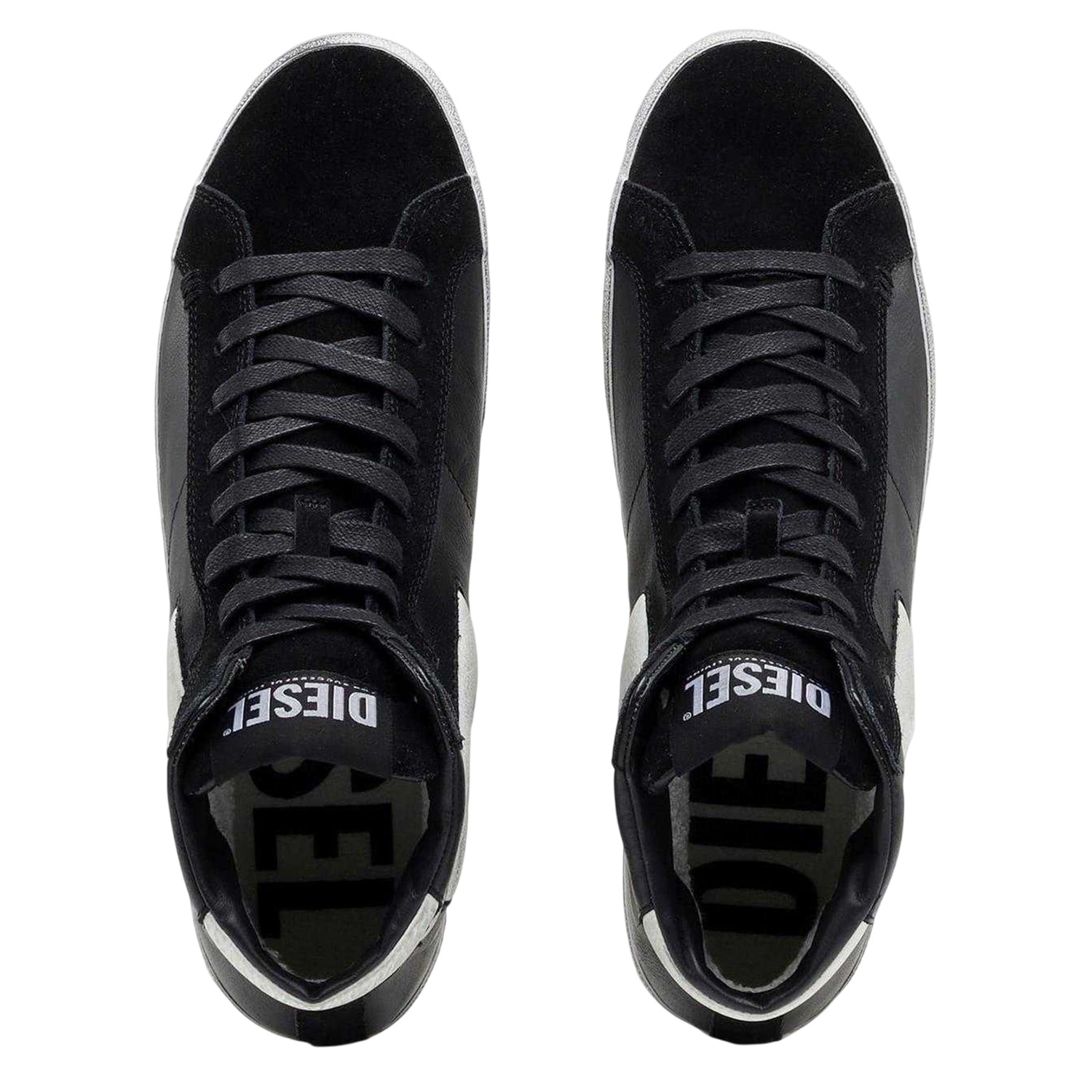 Black - Side - Diesel Mens Leroji Leather High Tops