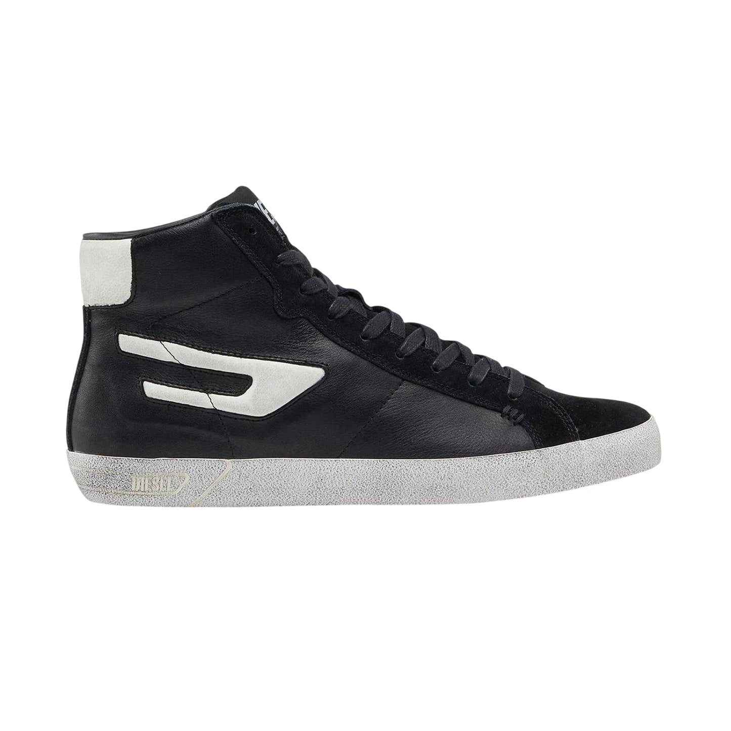 Black - Front - Diesel Mens Leroji Leather High Tops