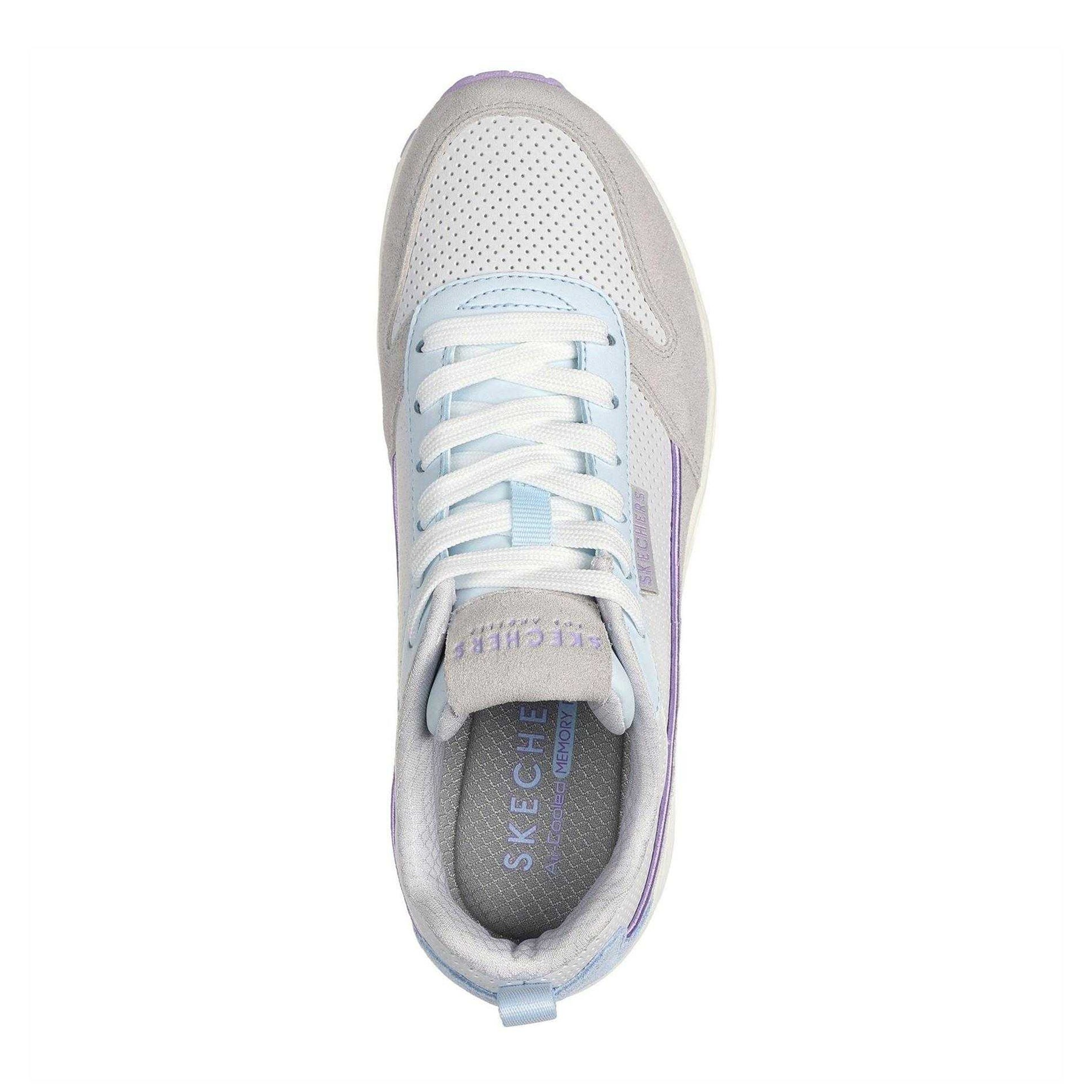 Grey-Light Blue - Side - Skechers Womens-Ladies Uno Stand On Air Suede Trainers