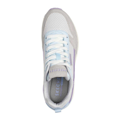 Grey-Light Blue - Side - Skechers Womens-Ladies Uno Stand On Air Suede Trainers