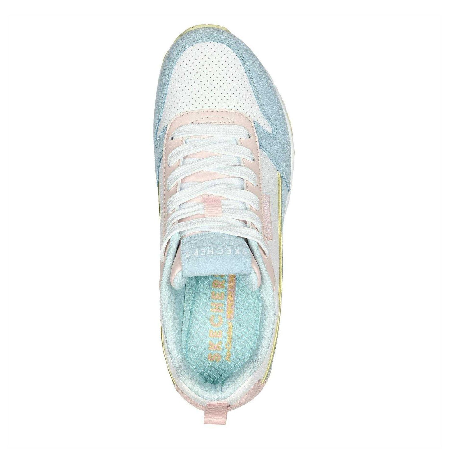 Light Blue-Pink - Side - Skechers Womens-Ladies Uno Stand On Air Suede Trainers