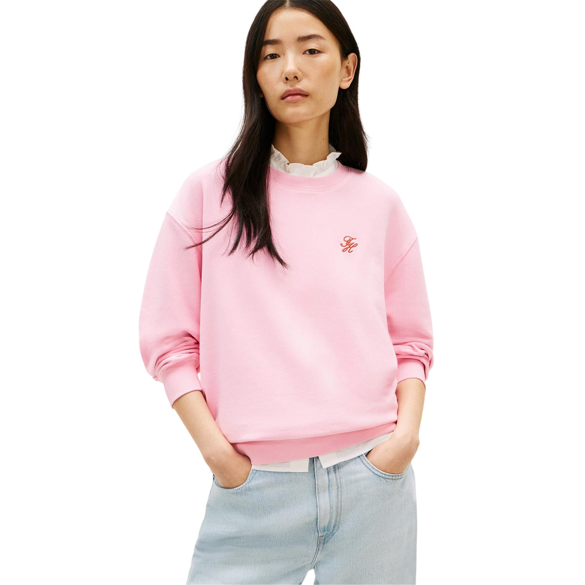 Pink - Side - Tommy Hilfiger Womens-Ladies Script Sweatshirt