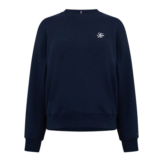 Navy - Front - Tommy Hilfiger Womens-Ladies Script Sweatshirt
