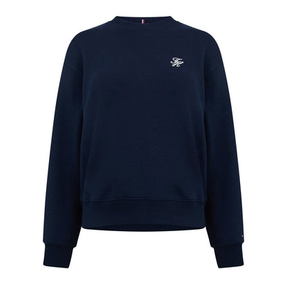 Navy - Front - Tommy Hilfiger Womens-Ladies Script Sweatshirt