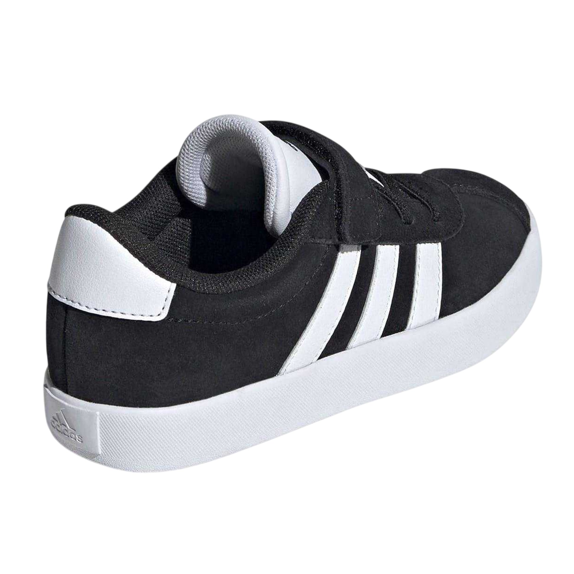 Black-White - Back - Adidas Boys VL Court 3.0 3 Stripes Suede Trim Trainers