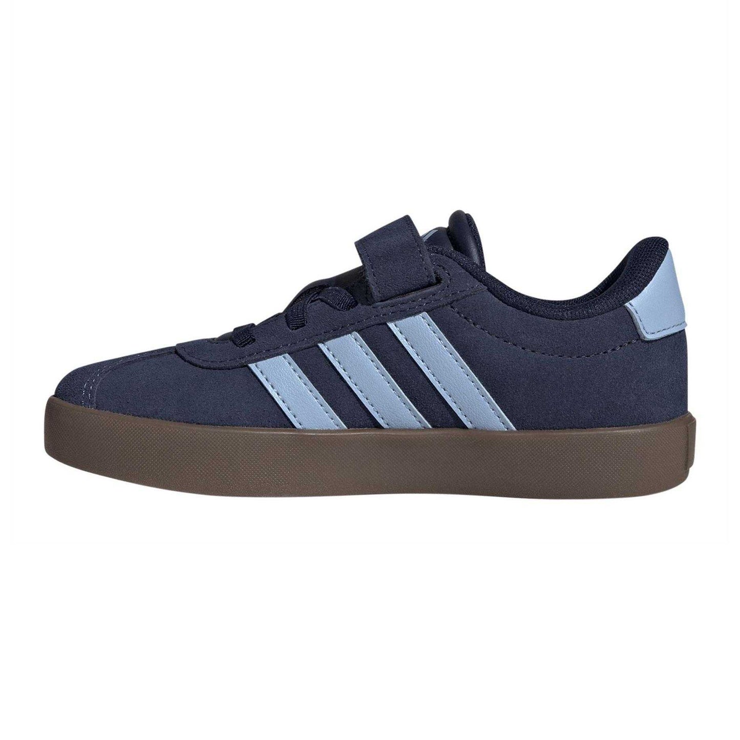 Night Indigo - Side - Adidas Boys VL Court 3.0 3 Stripes Suede Trim Trainers