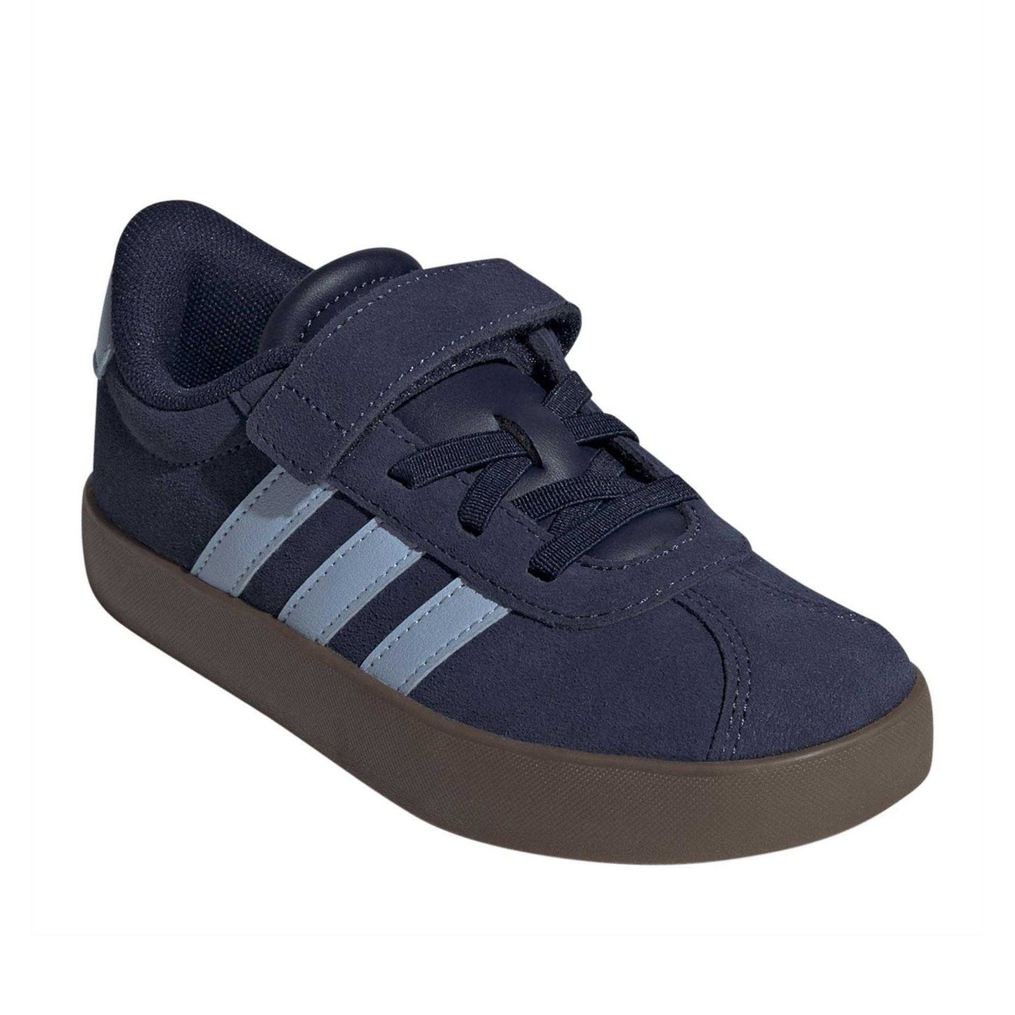 Night Indigo - Pack Shot - Adidas Boys VL Court 3.0 3 Stripes Suede Trim Trainers