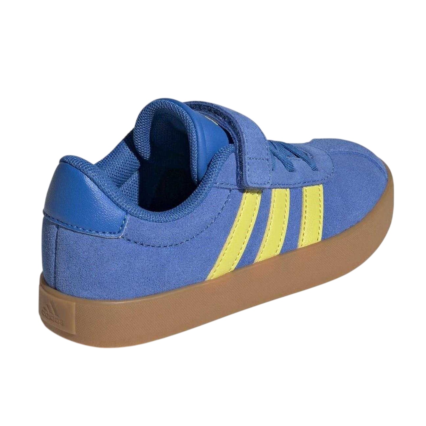 Royal Blue-Yellow Sulphur - Back - Adidas Boys VL Court 3.0 3 Stripes Suede Trim Trainers