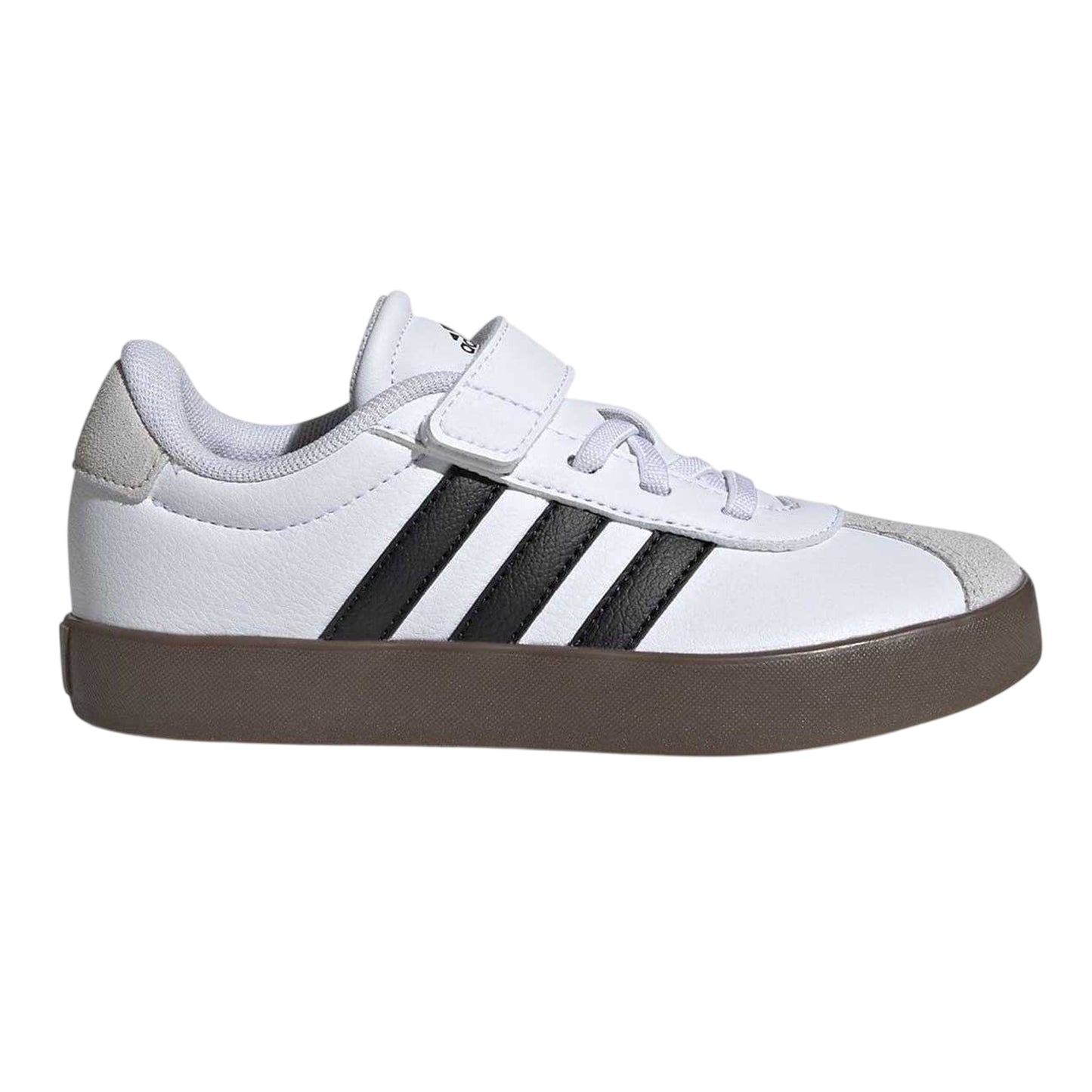 White-Gum - Front - Adidas Boys VL Court 3.0 3 Stripes Suede Trim Trainers