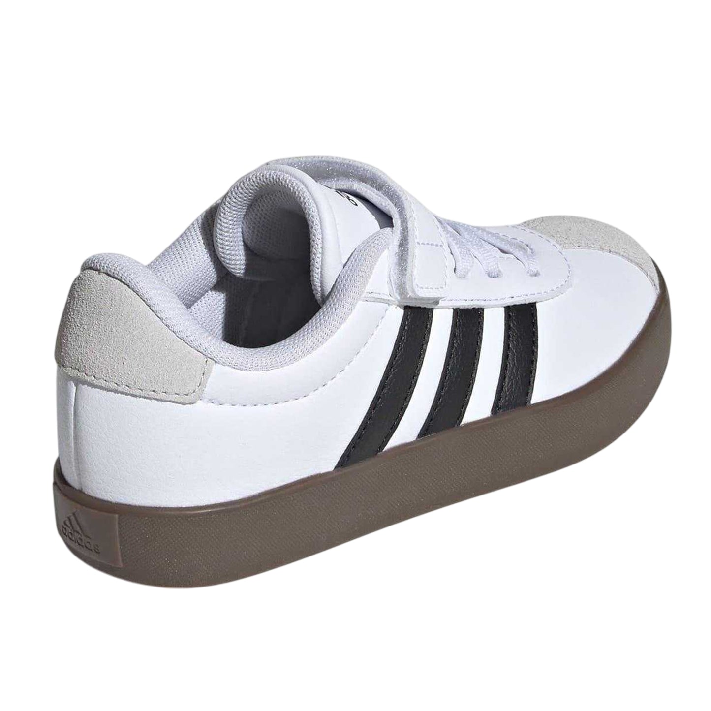 White-Gum - Back - Adidas Boys VL Court 3.0 3 Stripes Suede Trim Trainers