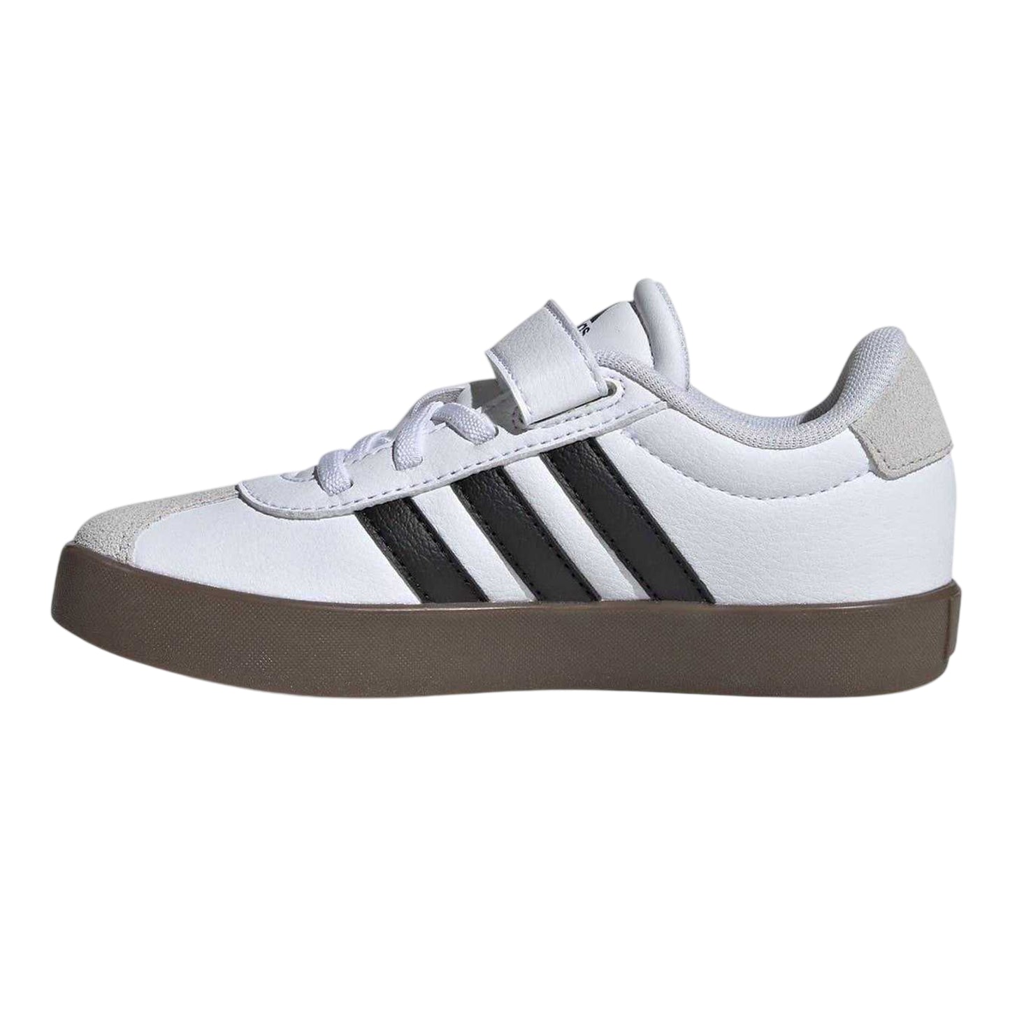 White-Gum - Side - Adidas Boys VL Court 3.0 3 Stripes Suede Trim Trainers