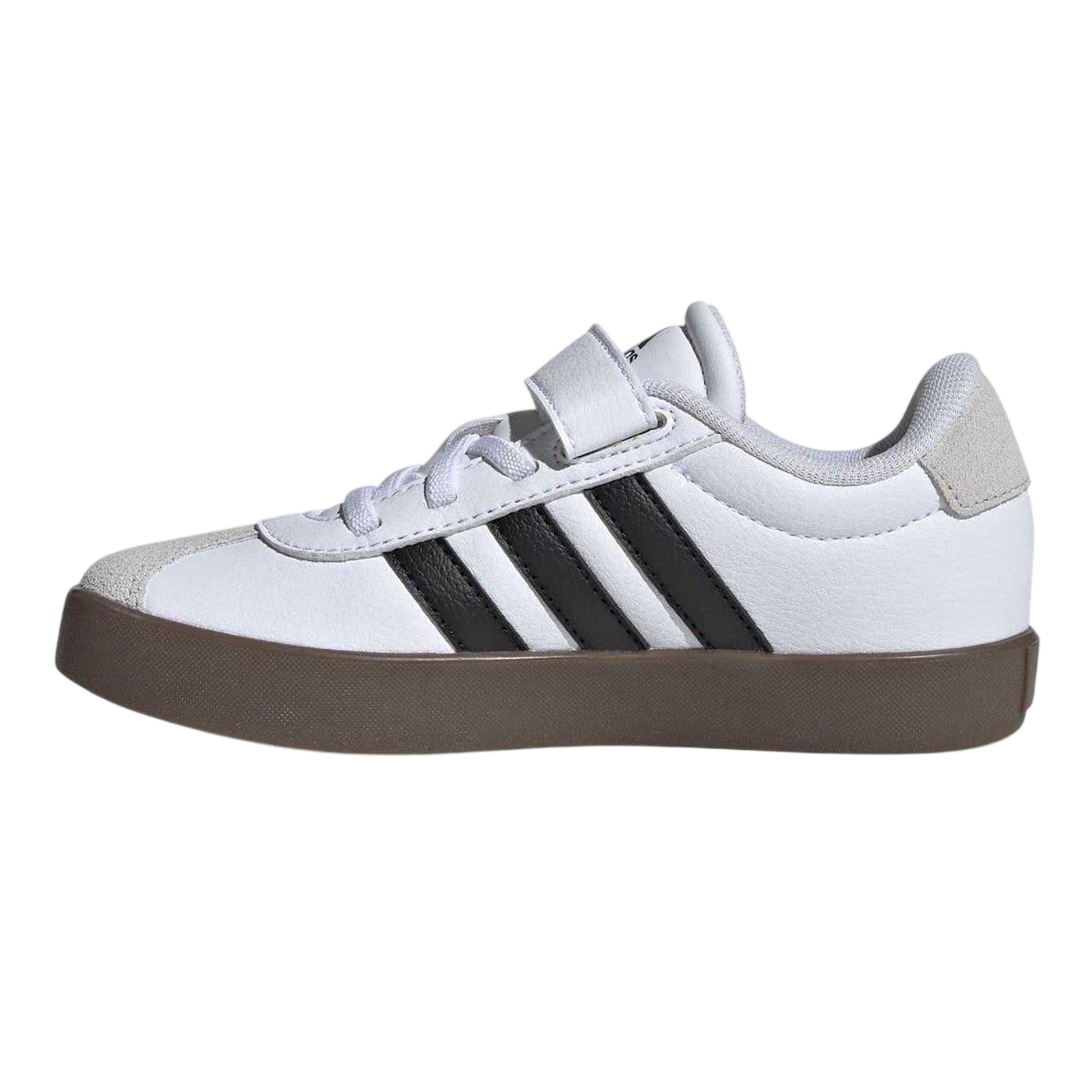 White-Gum - Side - Adidas Boys VL Court 3.0 3 Stripes Suede Trim Trainers