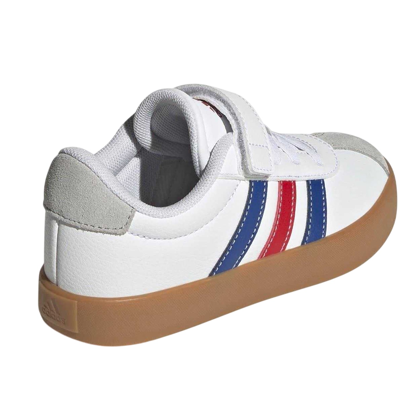 White-Royal Blue-Red - Back - Adidas Boys VL Court 3.0 3 Stripes Suede Trim Trainers