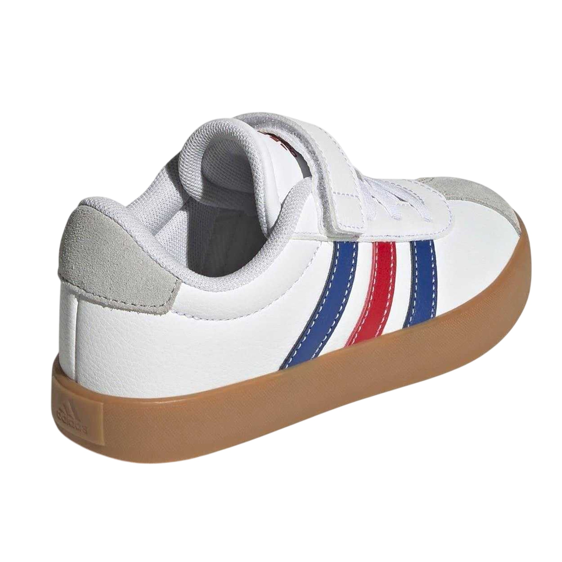 White-Royal Blue-Red - Back - Adidas Boys VL Court 3.0 3 Stripes Suede Trim Trainers