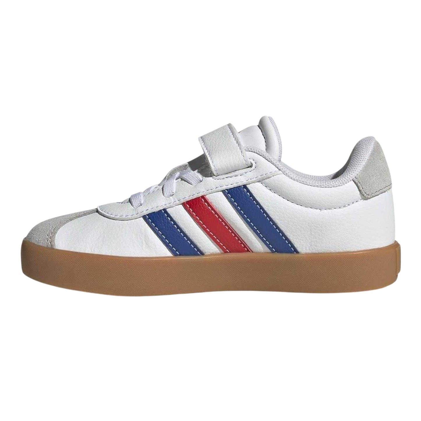 White-Royal Blue-Red - Side - Adidas Boys VL Court 3.0 3 Stripes Suede Trim Trainers