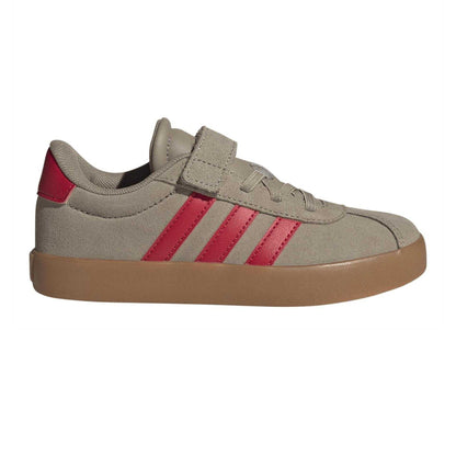 Brown-Red - Front - Adidas Boys VL Court 3.0 3 Stripes Suede Trim Trainers