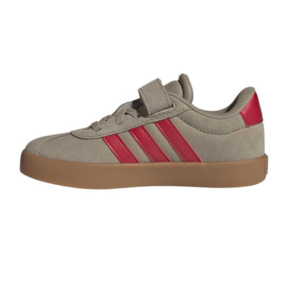 Brown-Red - Side - Adidas Boys VL Court 3.0 3 Stripes Suede Trim Trainers