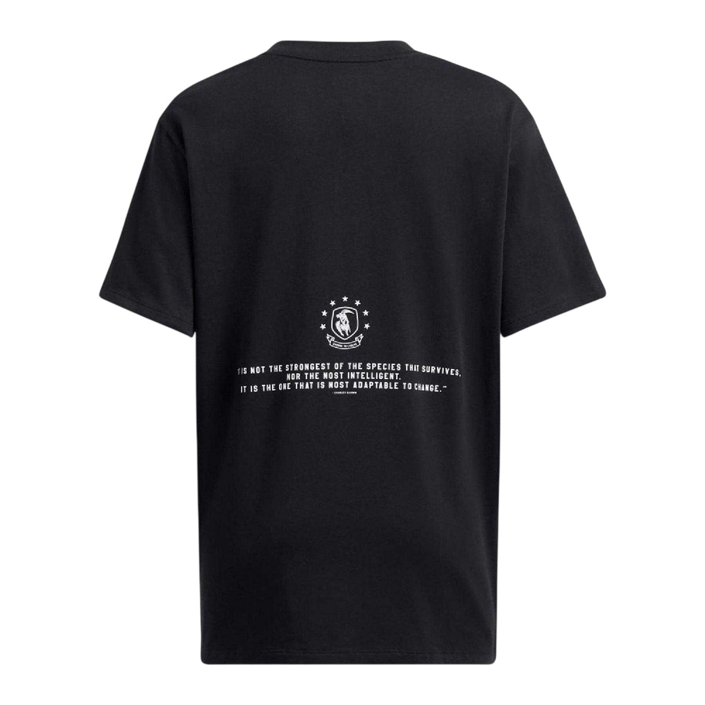 Black - Back - Under Armour Womens-Ladies Project Rock Text Loose Fit T-Shirt