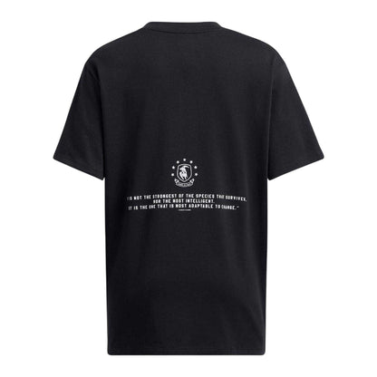 Black - Back - Under Armour Womens-Ladies Project Rock Text Loose Fit T-Shirt