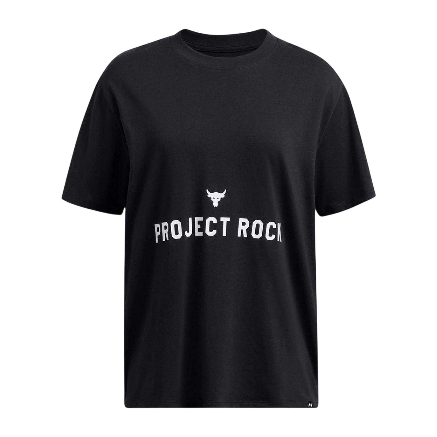 Black - Front - Under Armour Womens-Ladies Project Rock Text Loose Fit T-Shirt