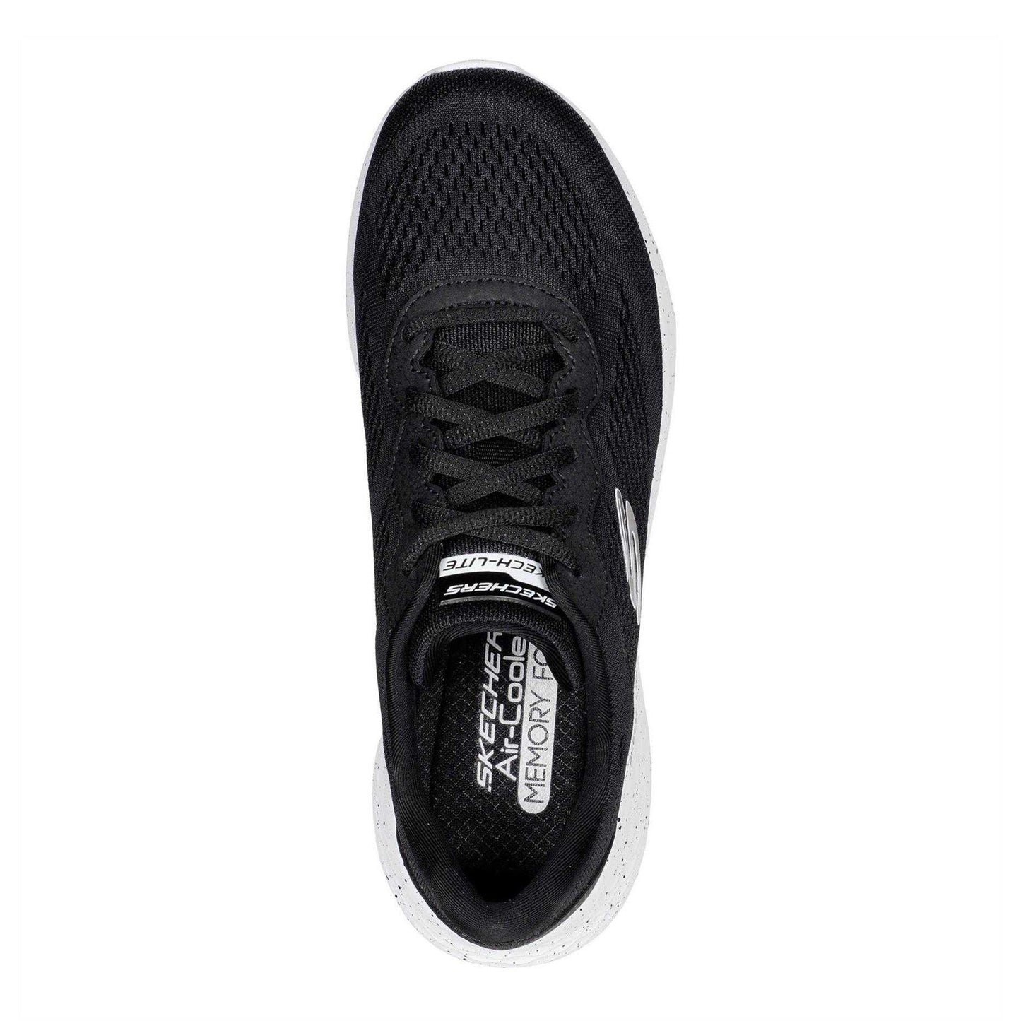 Black-White - Side - Skechers Womens-Ladies Speckle Trainers