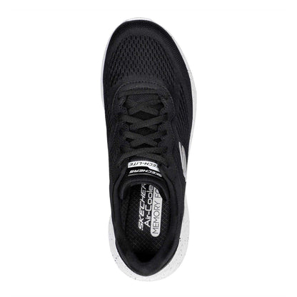 Black-White - Side - Skechers Womens-Ladies Speckle Trainers