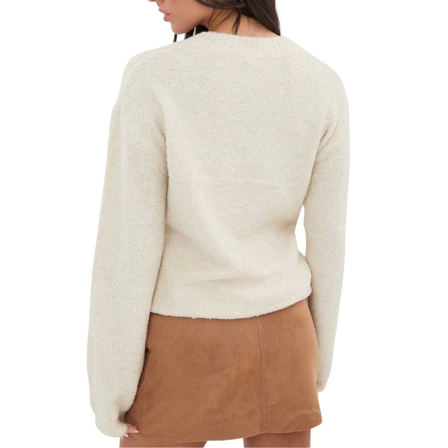 Cream - Back - I Saw It First Womens-Ladies V Neck Jumper