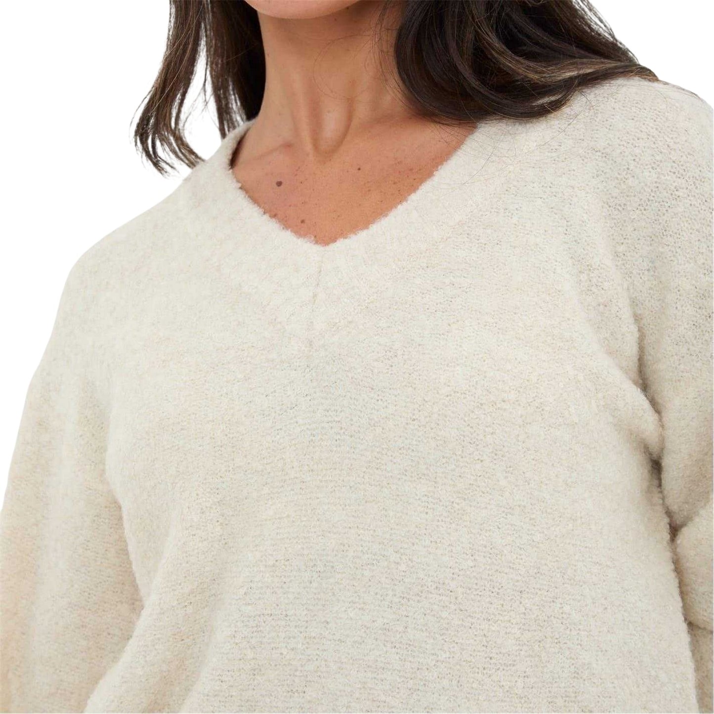 Cream - Side - I Saw It First Womens-Ladies V Neck Jumper