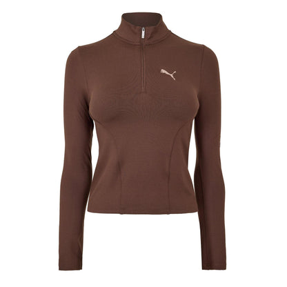 Espresso Brown - Front - Puma Womens-Ladies Half Zip Fleece Top