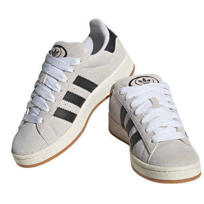 Crystal Grey-Black - Pack Shot - Adidas Womens-Ladies Campus 00s Suede Trainers